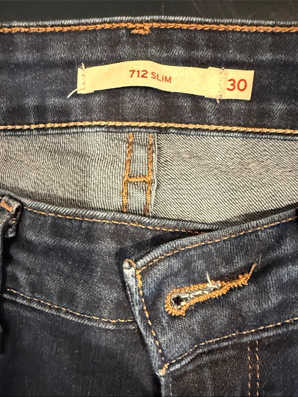 Levi's 712 Slim Straight-Leg Jeans in Dark Blue with Contrast Stitching